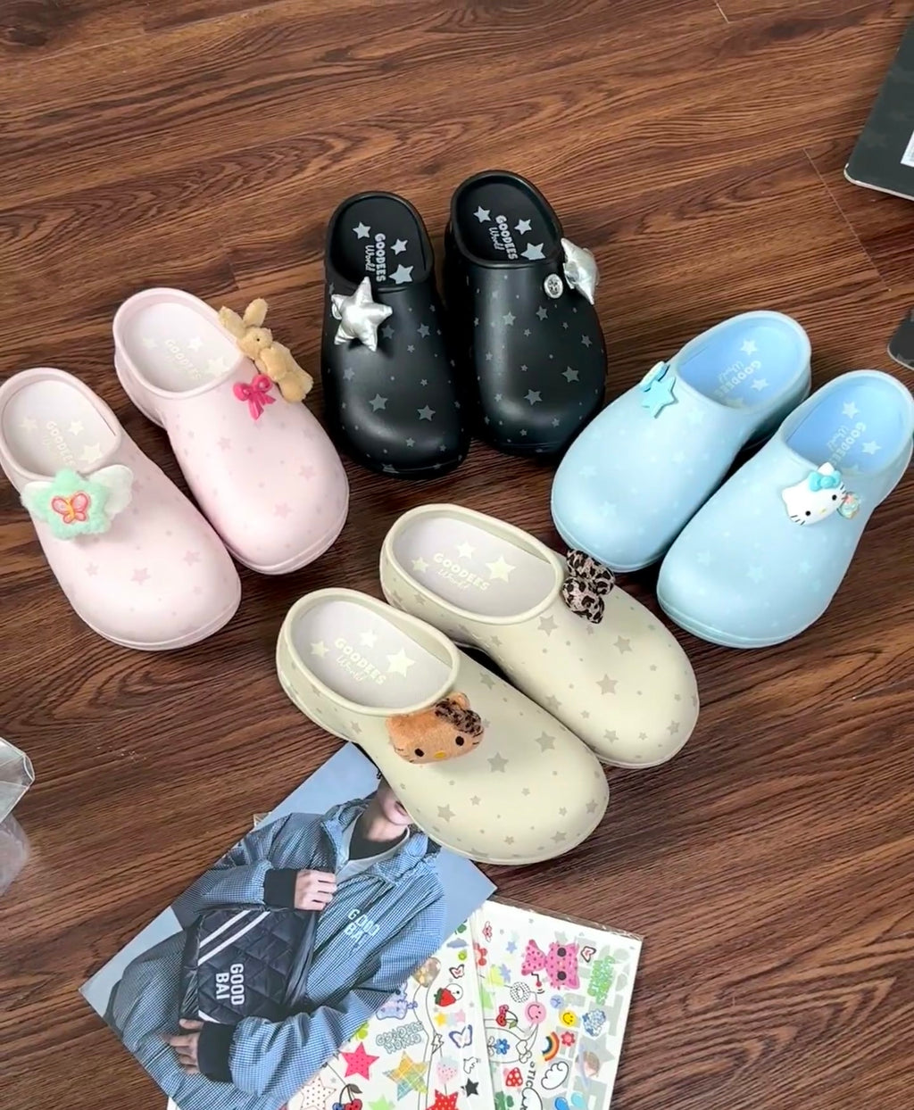 [cn | pre-order] goodbai goodees star fluffy clogs mules slip on shoes