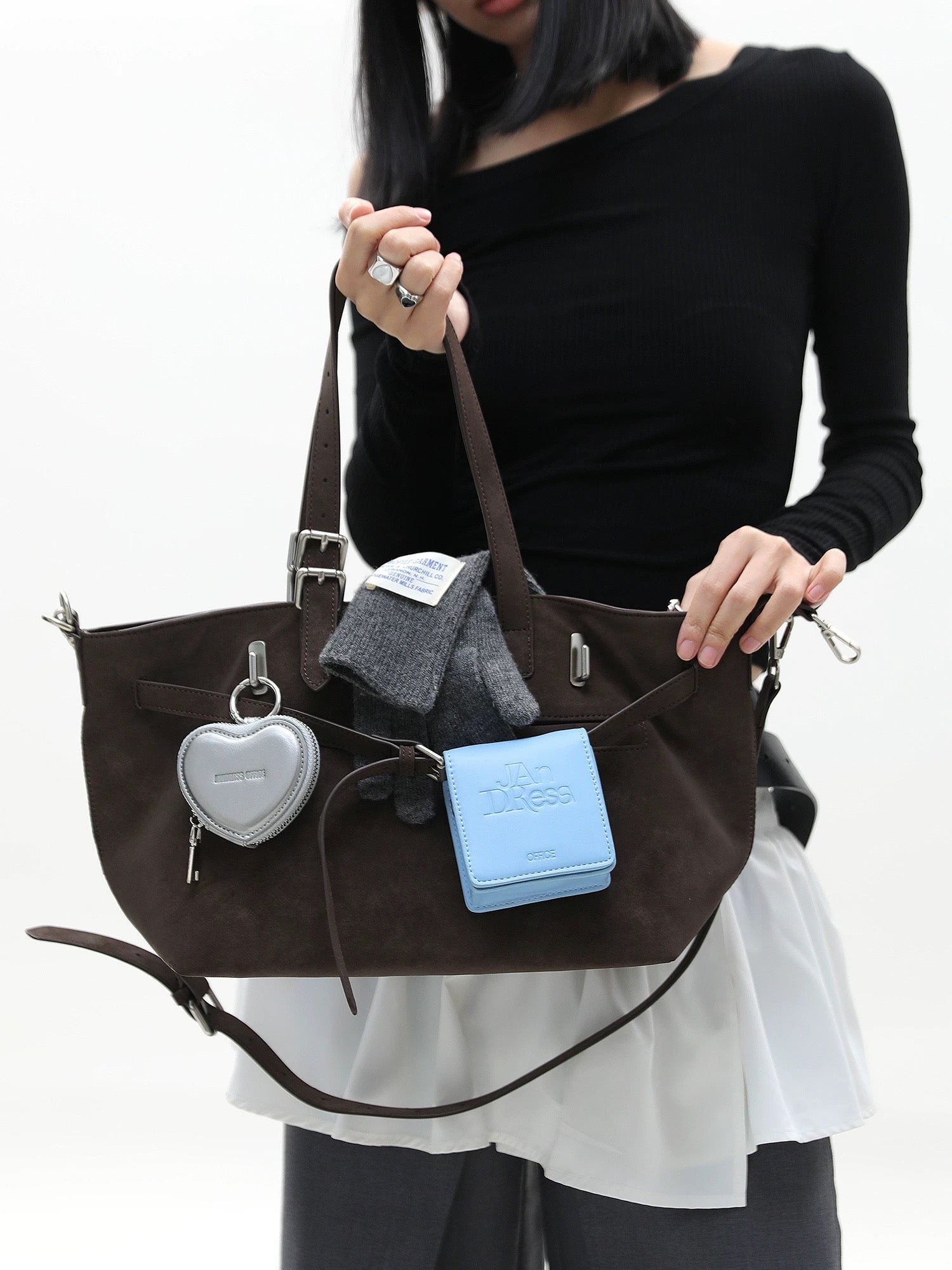 [cn | pre-order] jandress gallini velvet shoulder tote bag - medium size