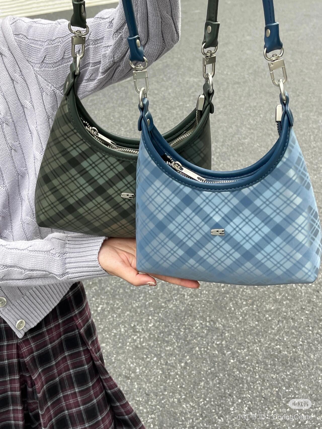 [cn | pre-order] crying center plaid hobo bag