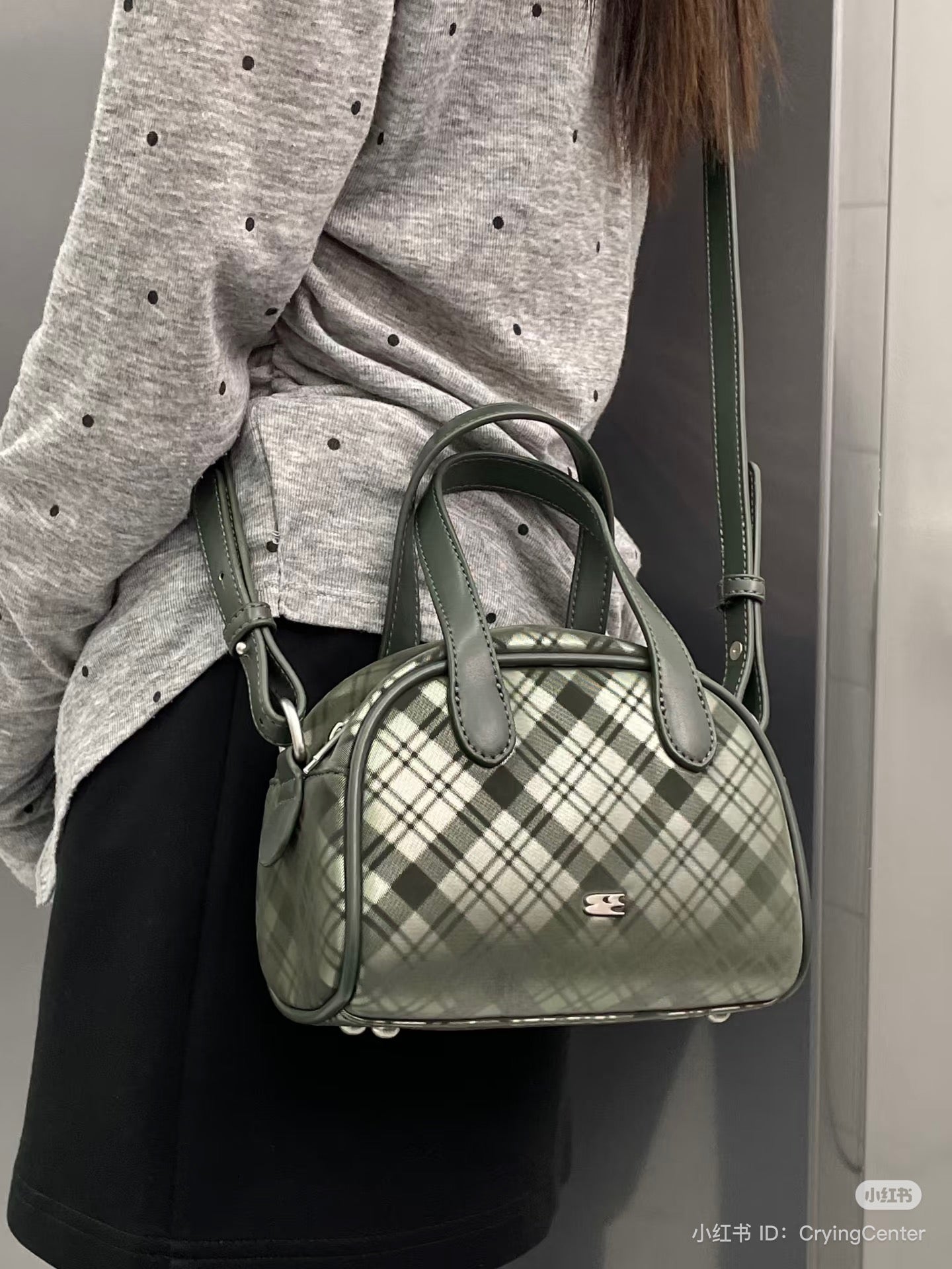 [cn | pre-order] crying center plaid boston mini bag