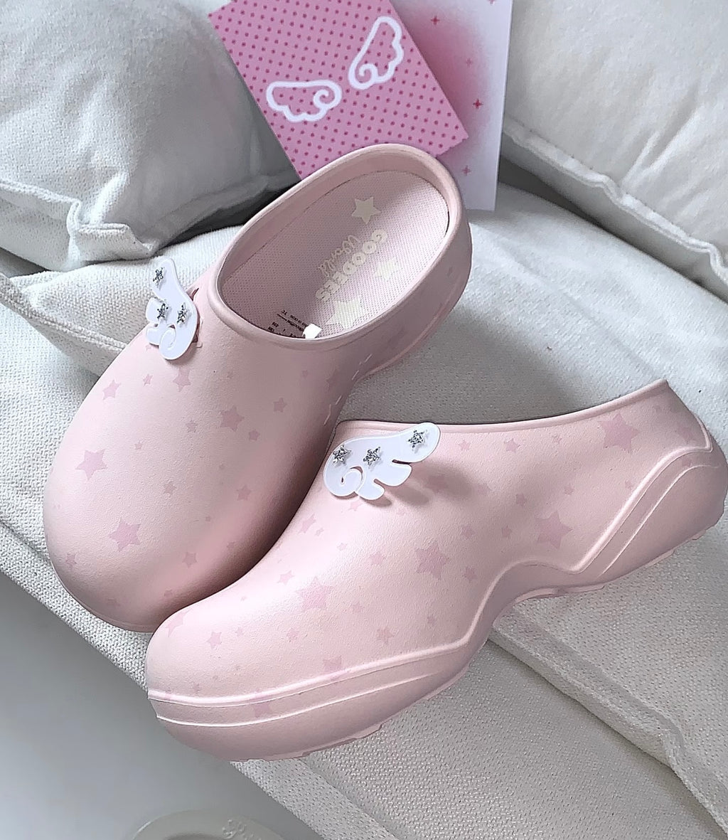 [cn | pre-order] goodbai goodees star fluffy clogs mules slip on shoes