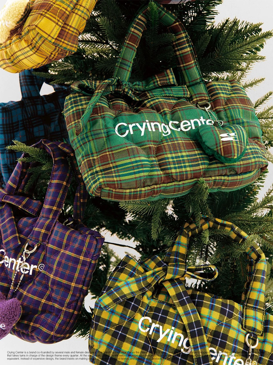[cn | pre-order] crying center retro plaid puff crossbody tote bag