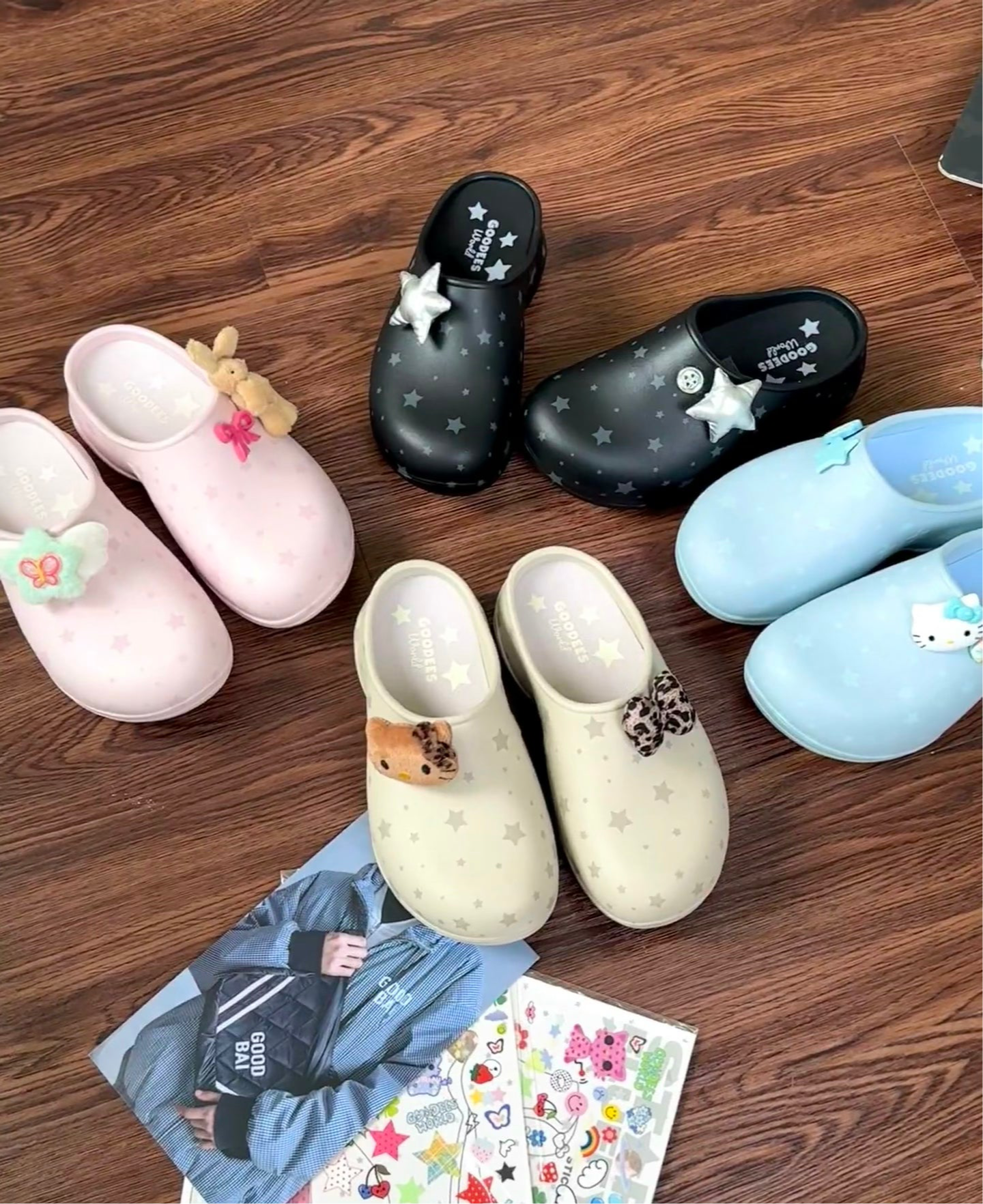 [cn | pre-order] goodbai goodees star fluffy clogs mules slip on shoes