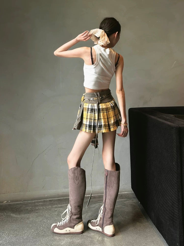 [cn | pre-order] sporty retro lace-up rider boots