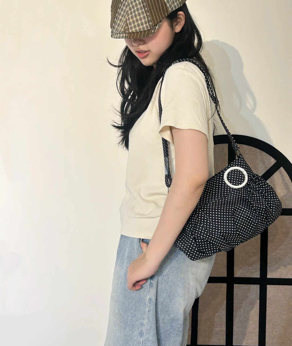 [cn | pre-order] polka dot bubble shoulder hobo bag