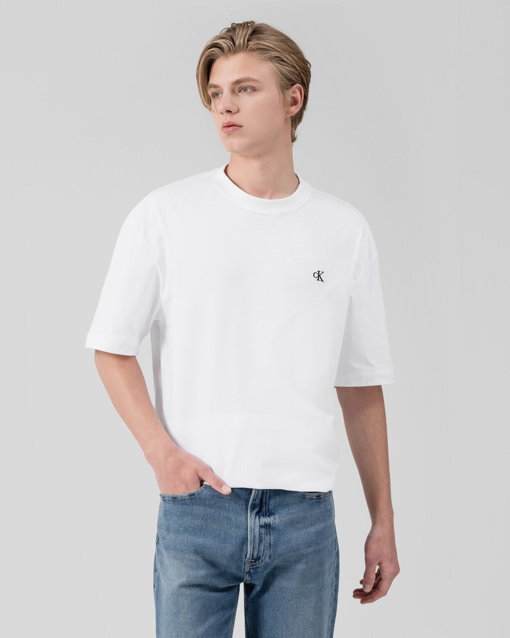 [kr | pre-order] calvin klein jeans x mingyu relax fit archive logo tshirt