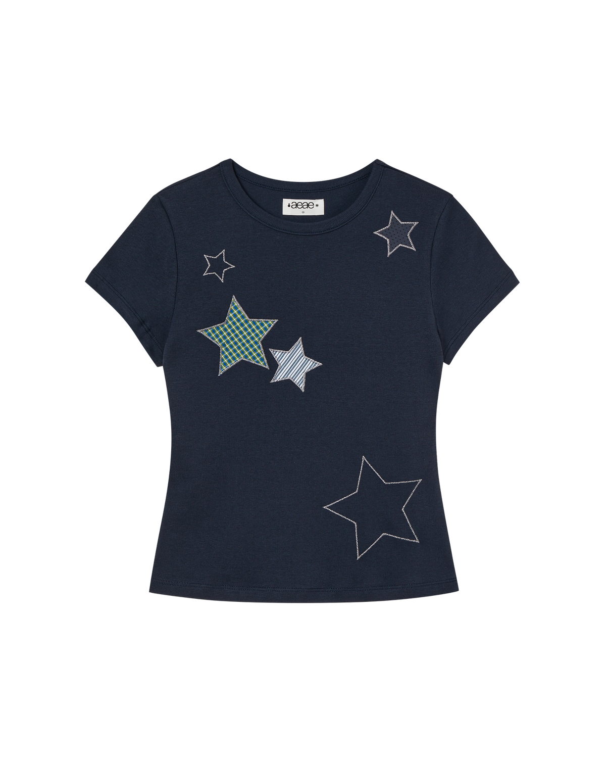 [aeae] check star tee - navy