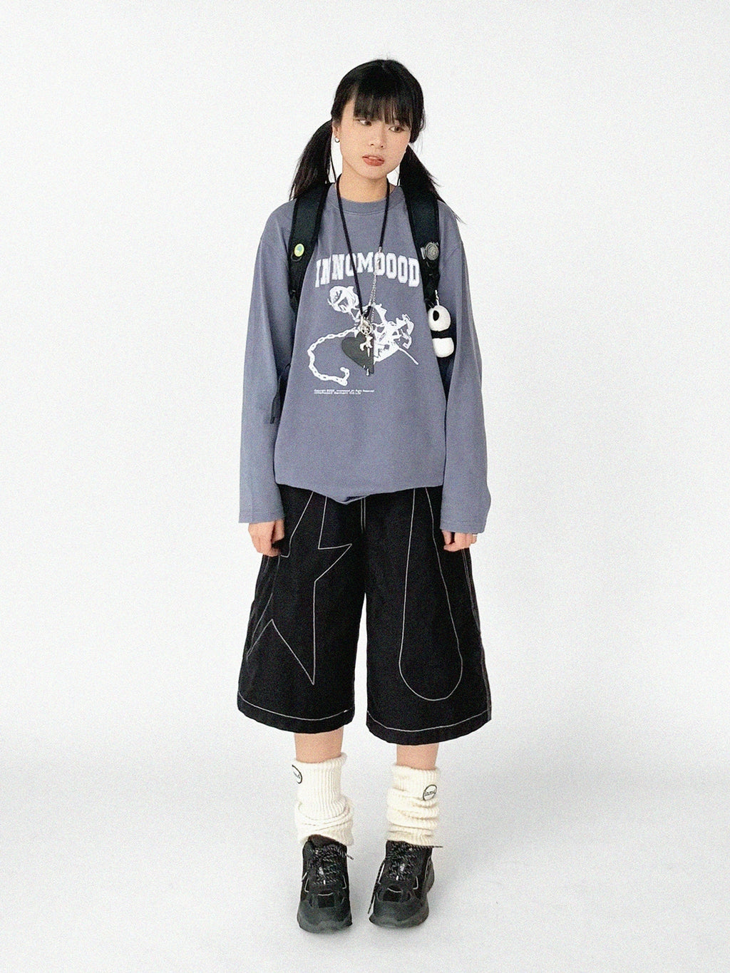 [innomood] tears star wide leg jorts
