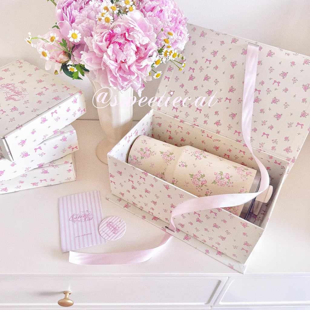 [cn | pre-order] sweetiecat floral stainless steel straw tumbler cup