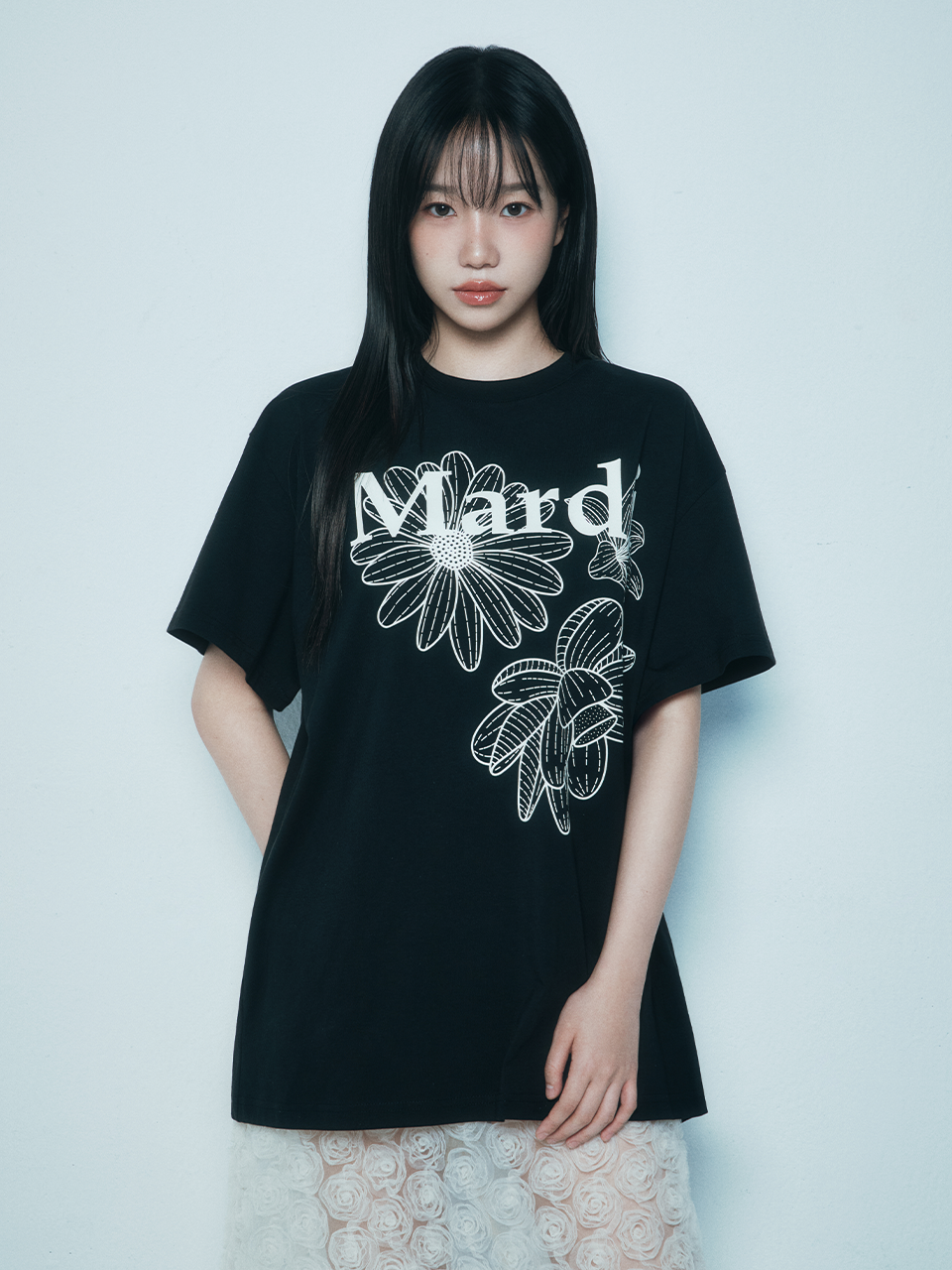 [MARDI MERCREDI] unisex t-shirt triple flower - black ivory