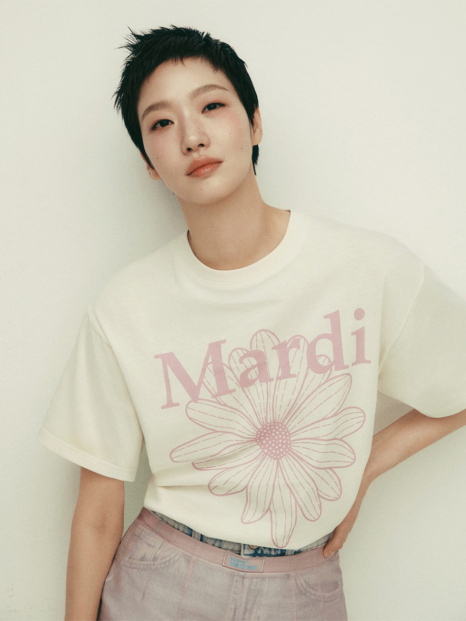 [MARDI MERCREDI] t-shirt flower mardi - cream pink lavender