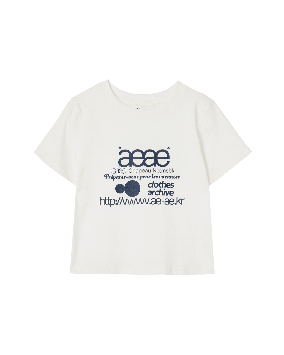 [aeae] web logo crop t-shirts - white/blue