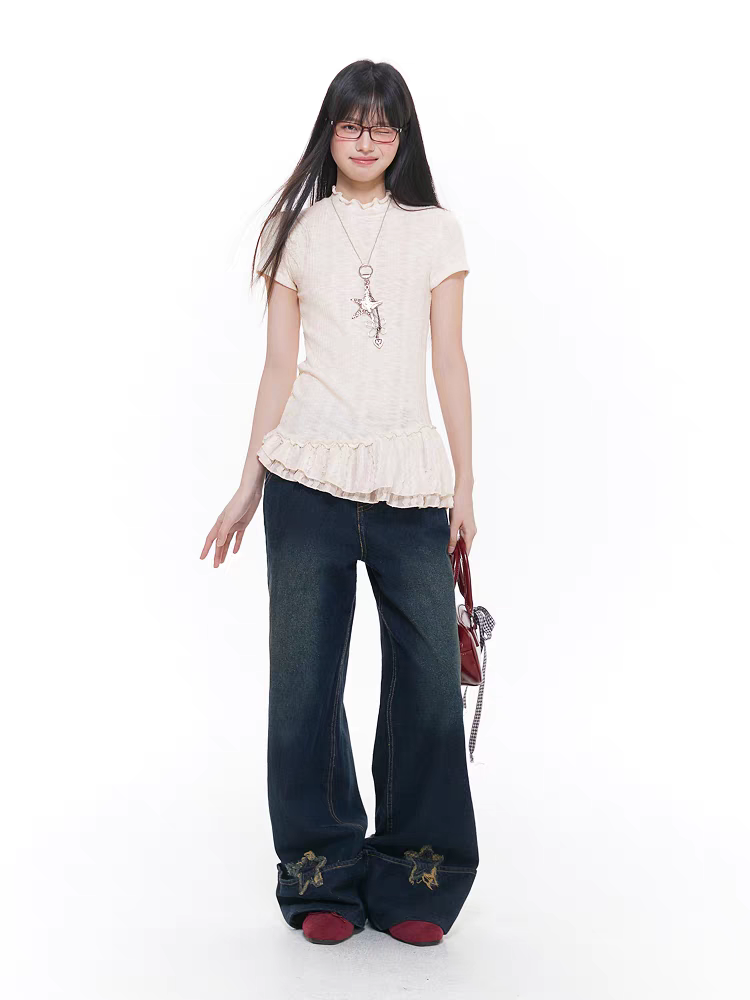 [CyNi] ruffle short sleeve blouse