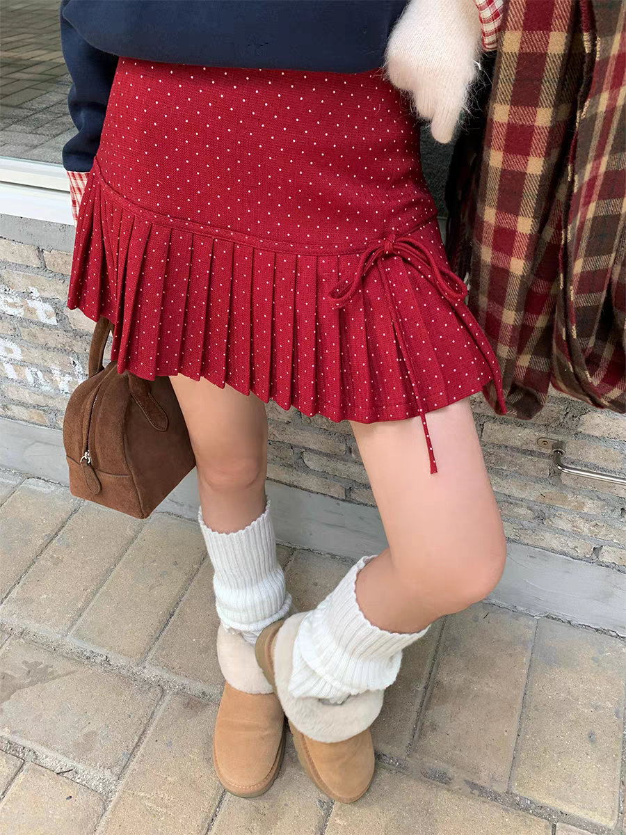 [CCKOK] polka pleated mini skirt