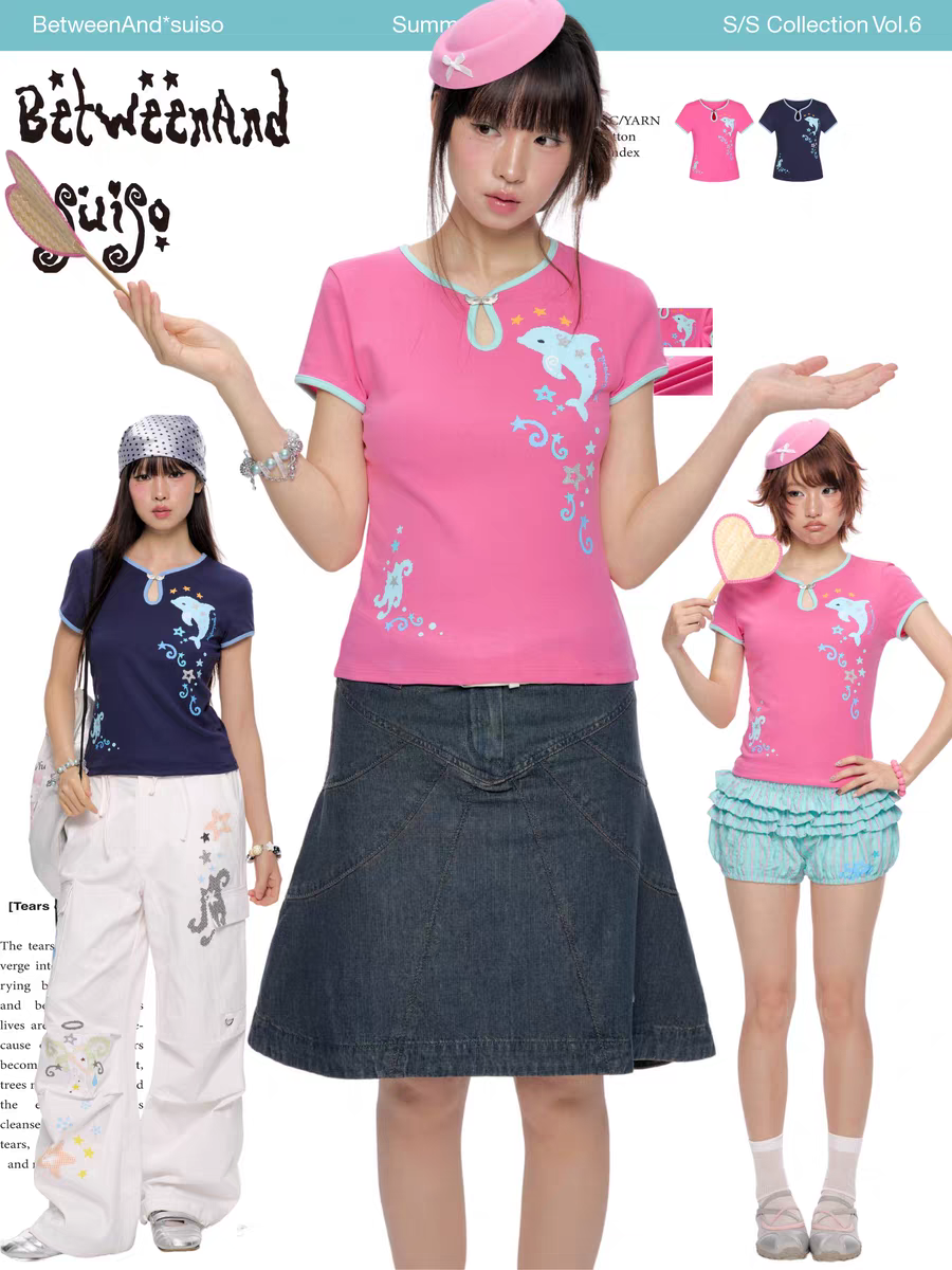 [BETWEENAND x suiso] dolphin forward shoulder t-shirt