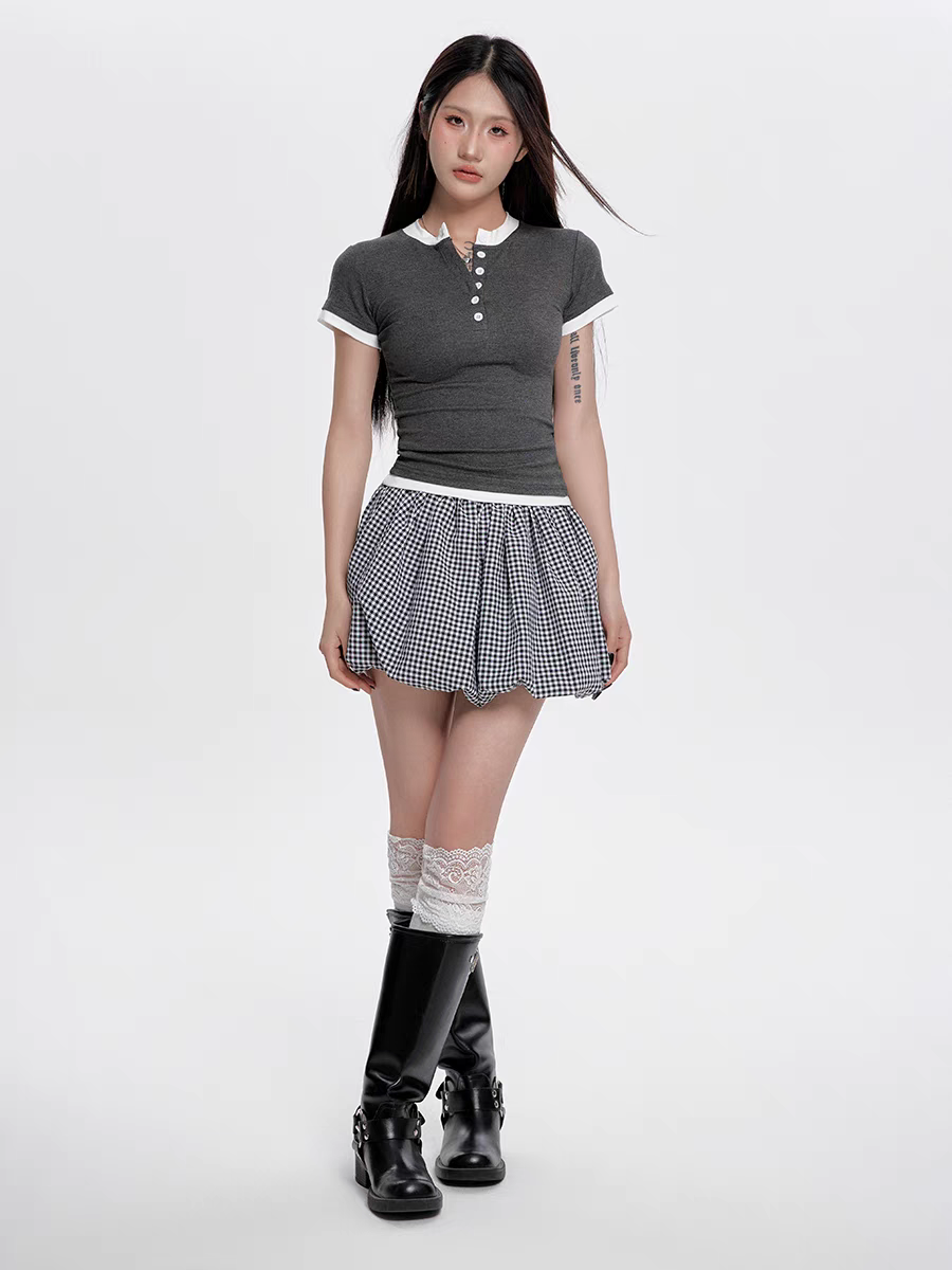 [CHETOOR] double layer button top