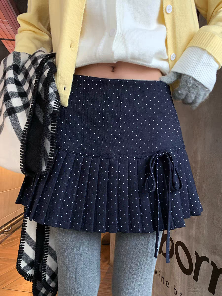 [CCKOK] polka pleated mini skirt