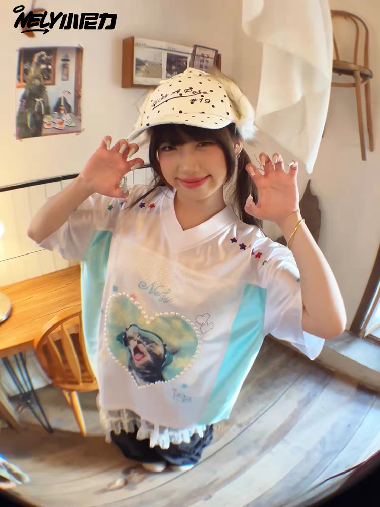 [NELY] kitty rabbit coquette jersey sports shirt
