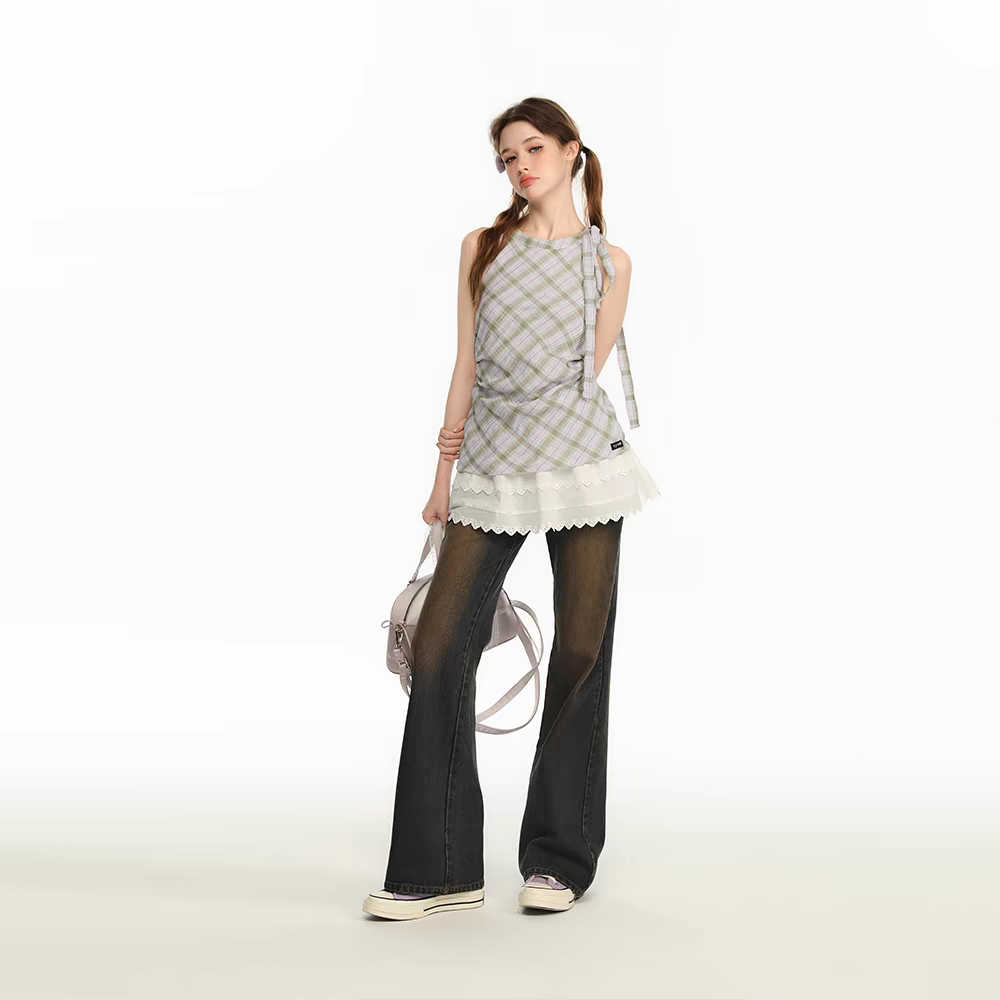[CyNi] halter plaid dress top