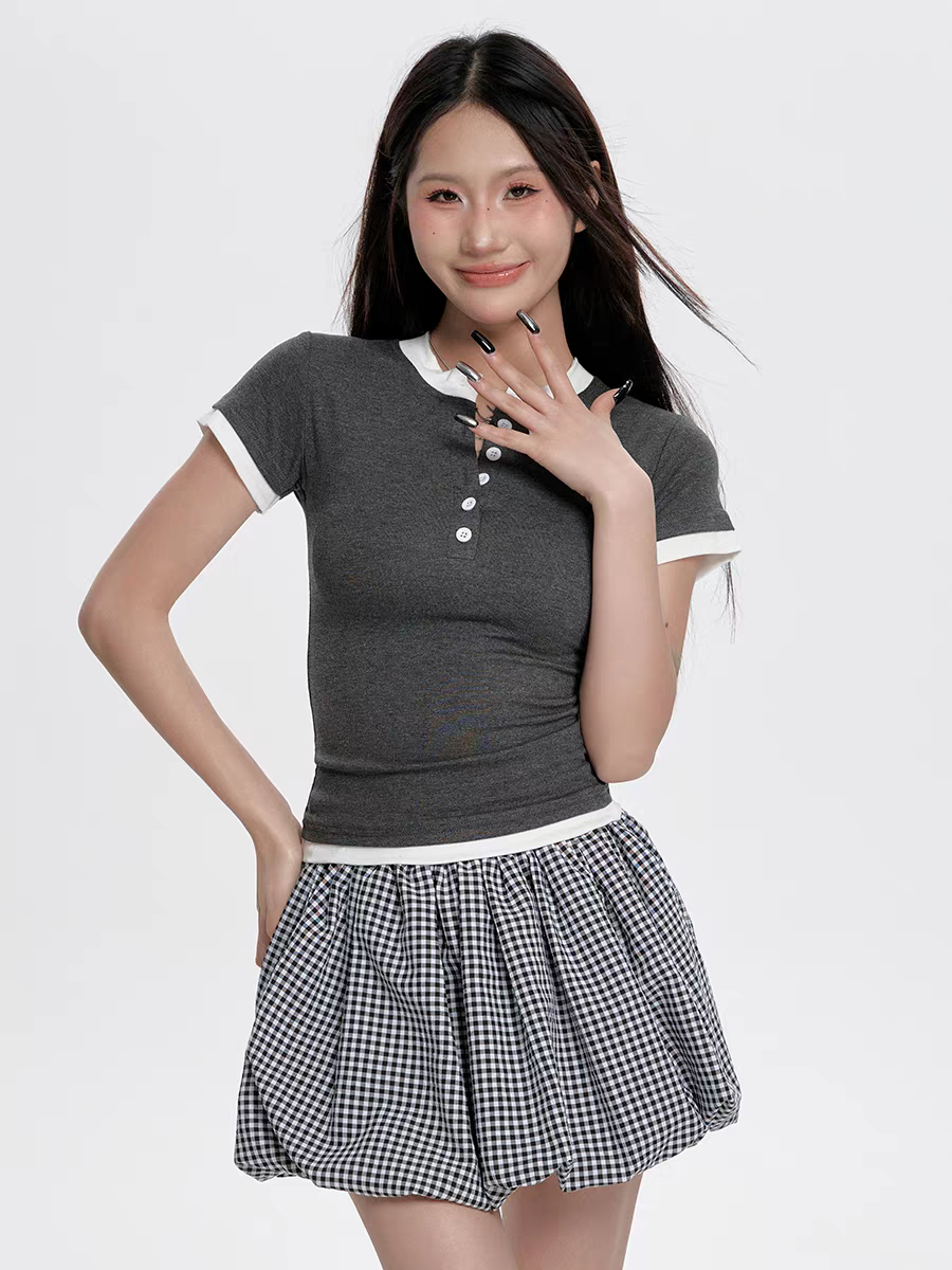 [CHETOOR] double layer button top