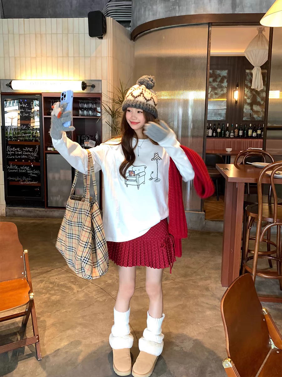 [CCKOK] polka pleated mini skirt