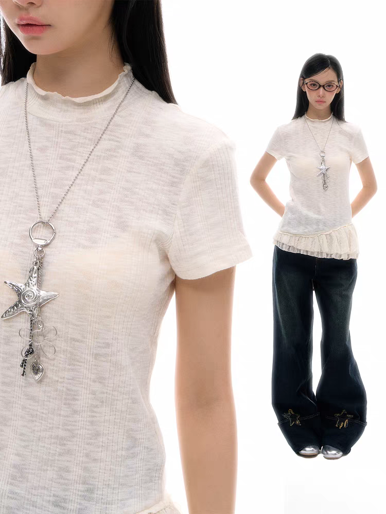 [CyNi] ruffle short sleeve blouse