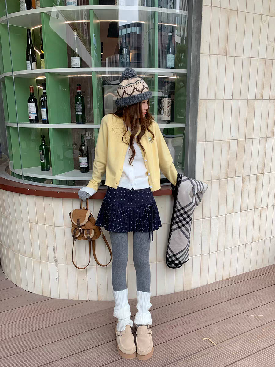 [CCKOK] polka pleated mini skirt